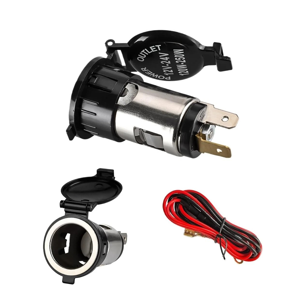 Elecbee Waterproof Dustproof Car Power Outlet Socket 12V/24V Compatible for SUV Truck